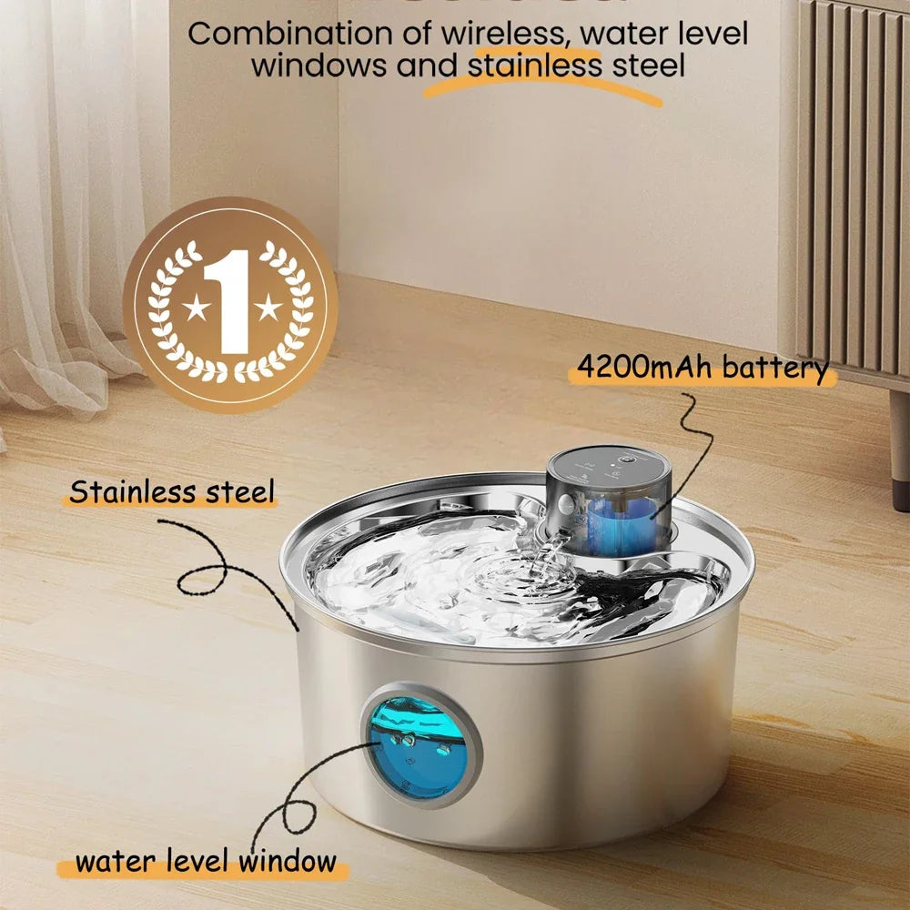 Cat Water Fountain with Automatic Sensor Battery Powered